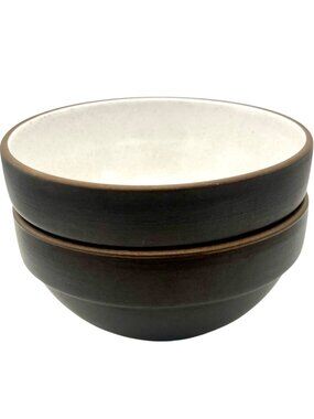 Vintage Heath Ceramics Pottery Bowls Set Of 2 Brown White 5.5” Stacking Cereal